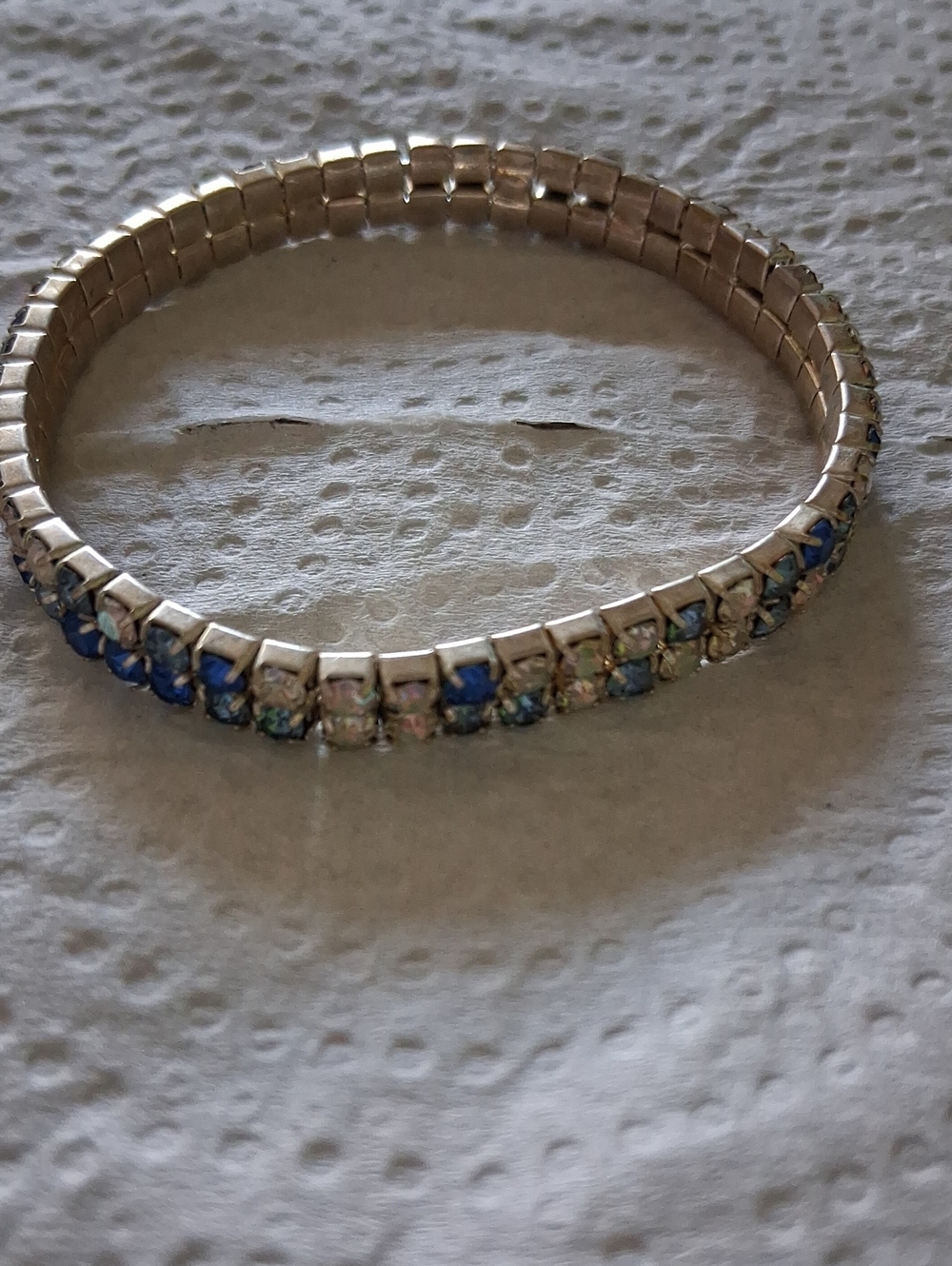 Stretch Crystal Bracelet with Blue and Iridescent Stones